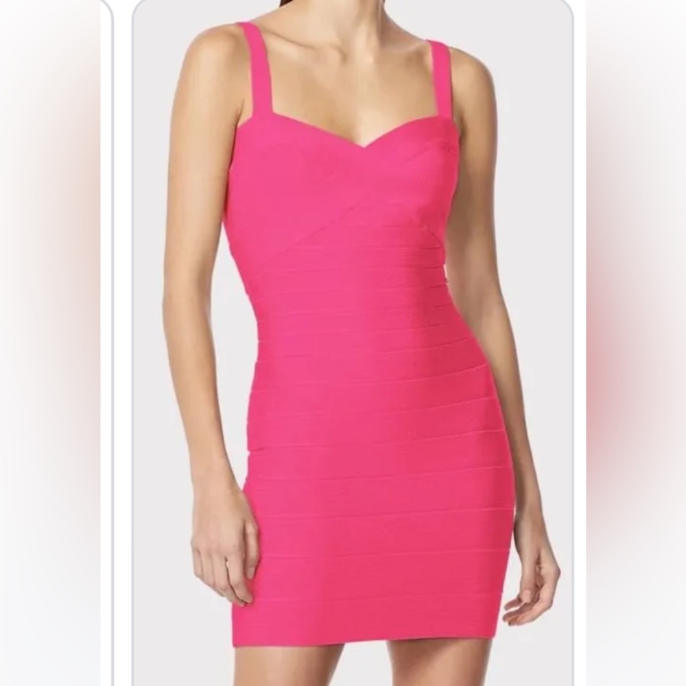 Herve Leger pink bandage dress